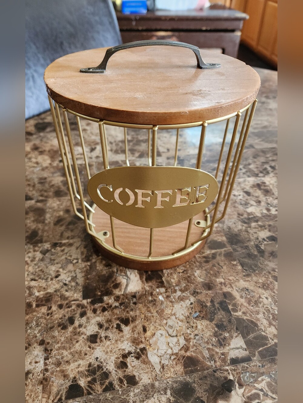 Gold Metal Coffee Decor Or Use As Storage - Picture 4 of 6